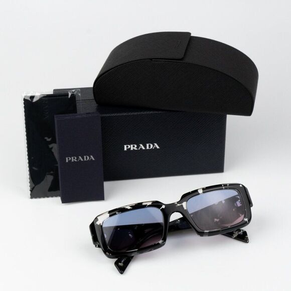 NEW Prada PR27ZS 15O60E Black Tortoise Blue Gradient Square Unisex Sunglasses - Picture 2 of 10